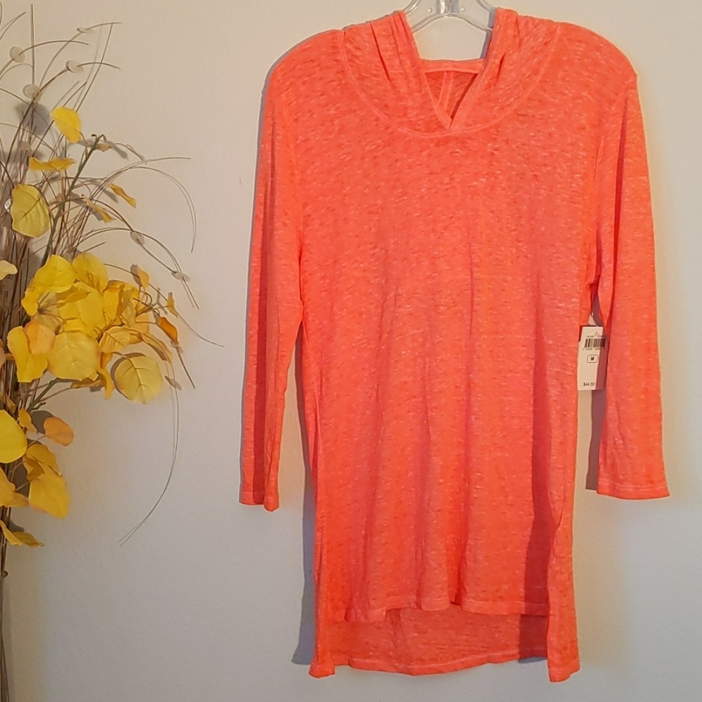 Lucky Brand Hooded 3/4 Sleeve Top
